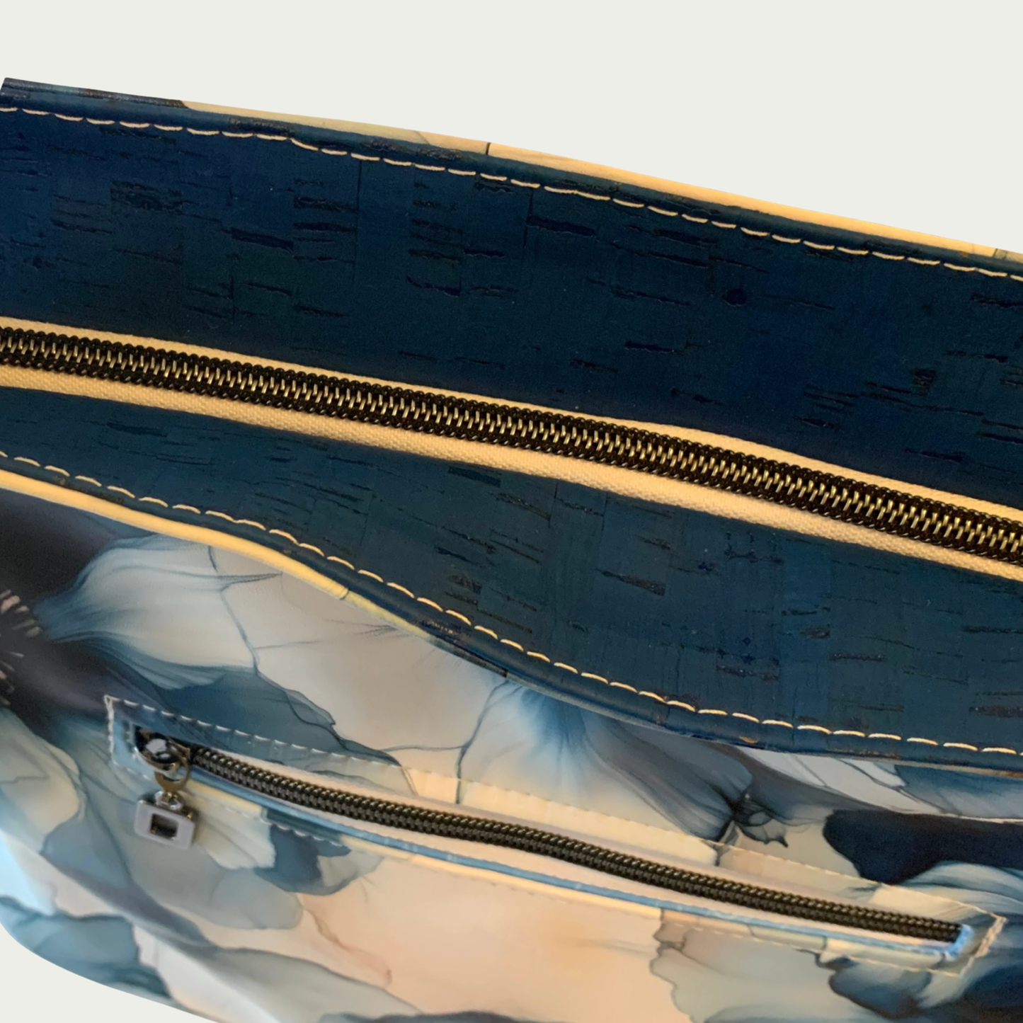 Simplistic Slouch Shoulder Bag - Sapphire Blue Flowers