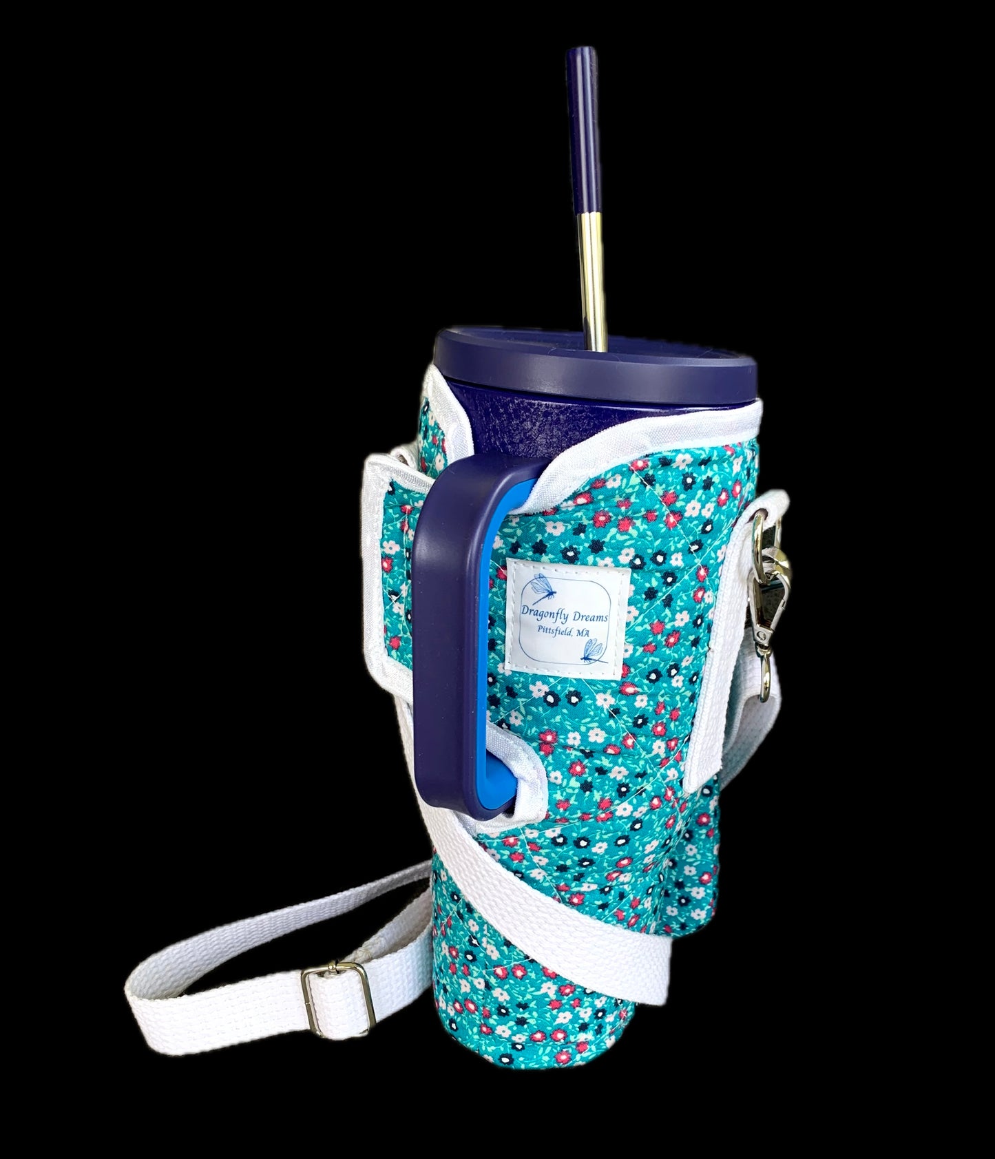Tumbler / Phone Carrier - Turquoise Floral
