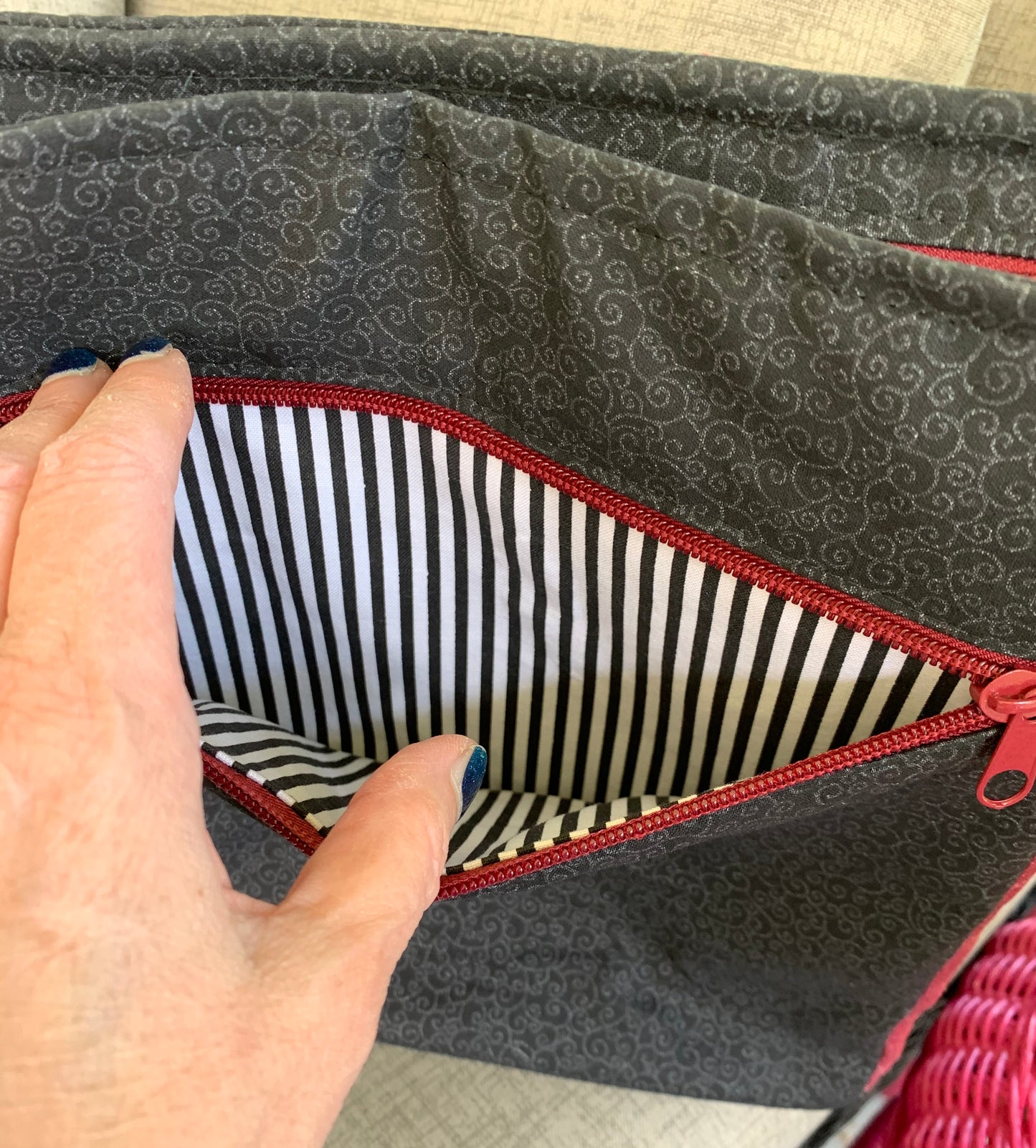 Unisex Messenger Bag - Black and Cranberry