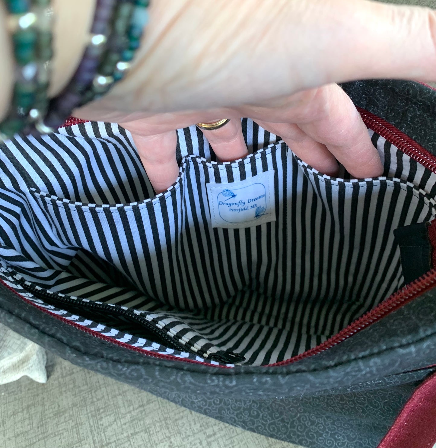 Unisex Messenger Bag - Black and Cranberry