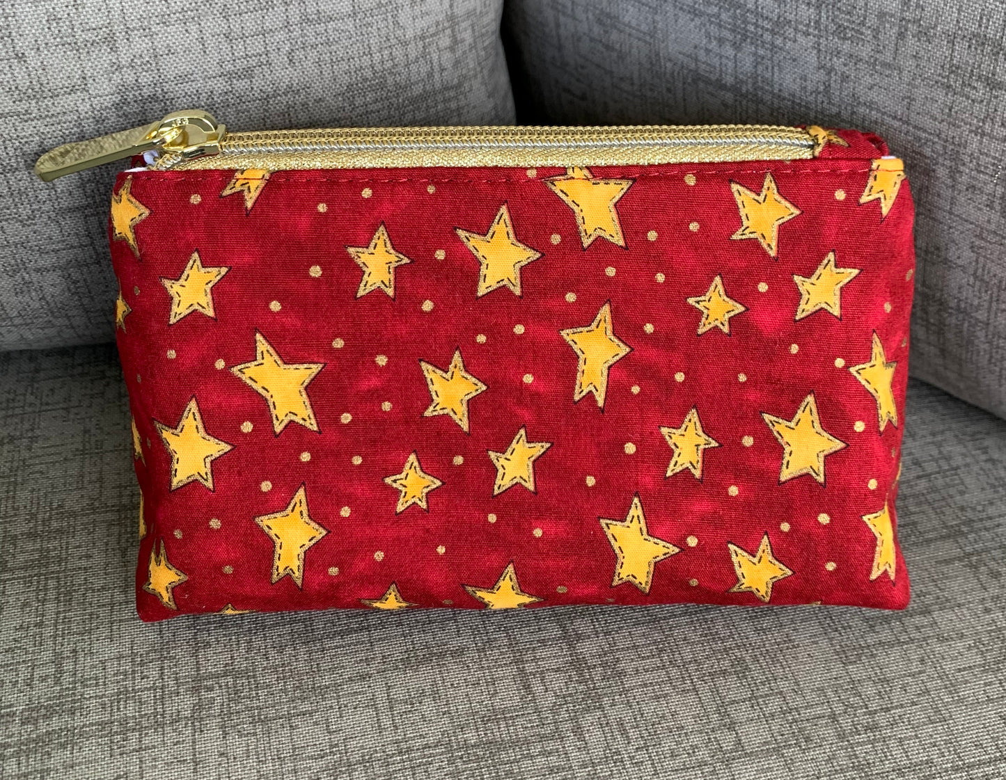 Small Boxed-Bottom Pouch - With Metallic Nylon Zipper