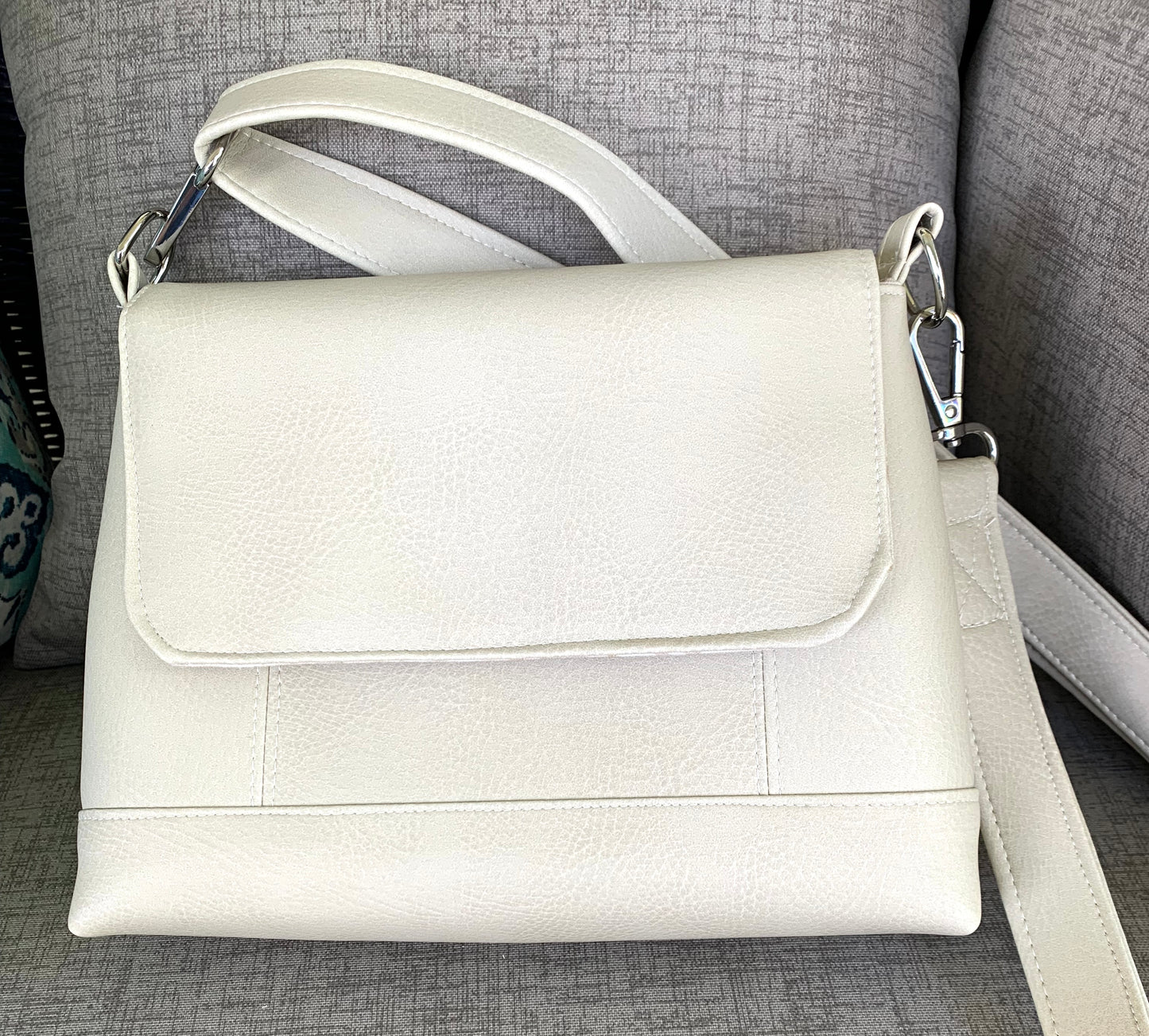 Small Crossbody with Flap Closure - Beige