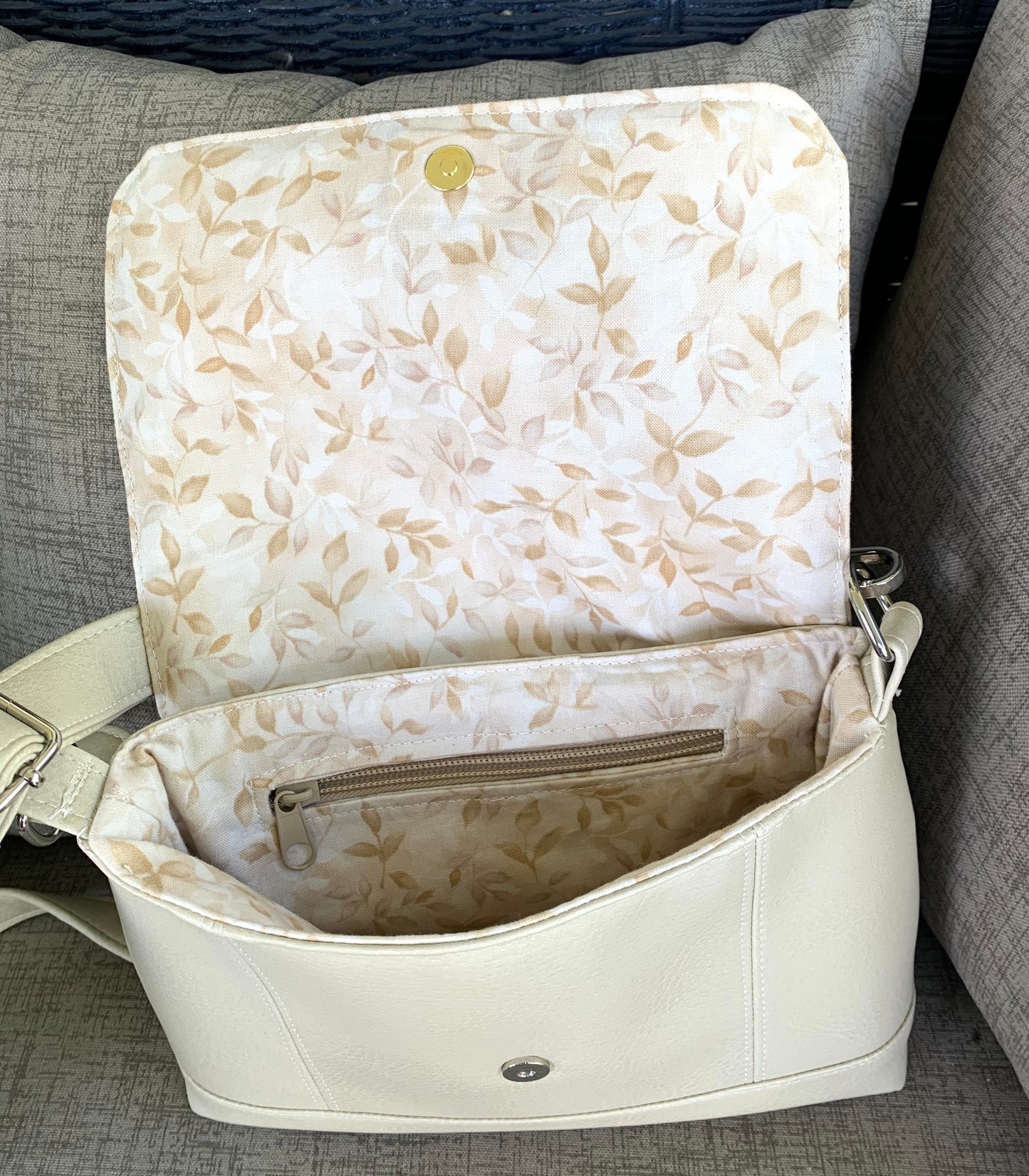 Small Crossbody with Flap Closure - Beige
