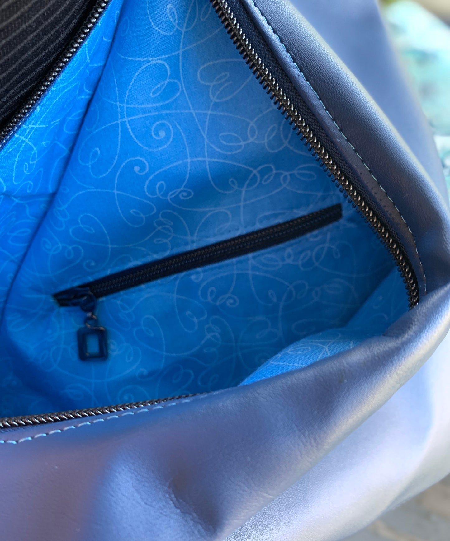 Triangular Shoulder Bag - Navy Geometric