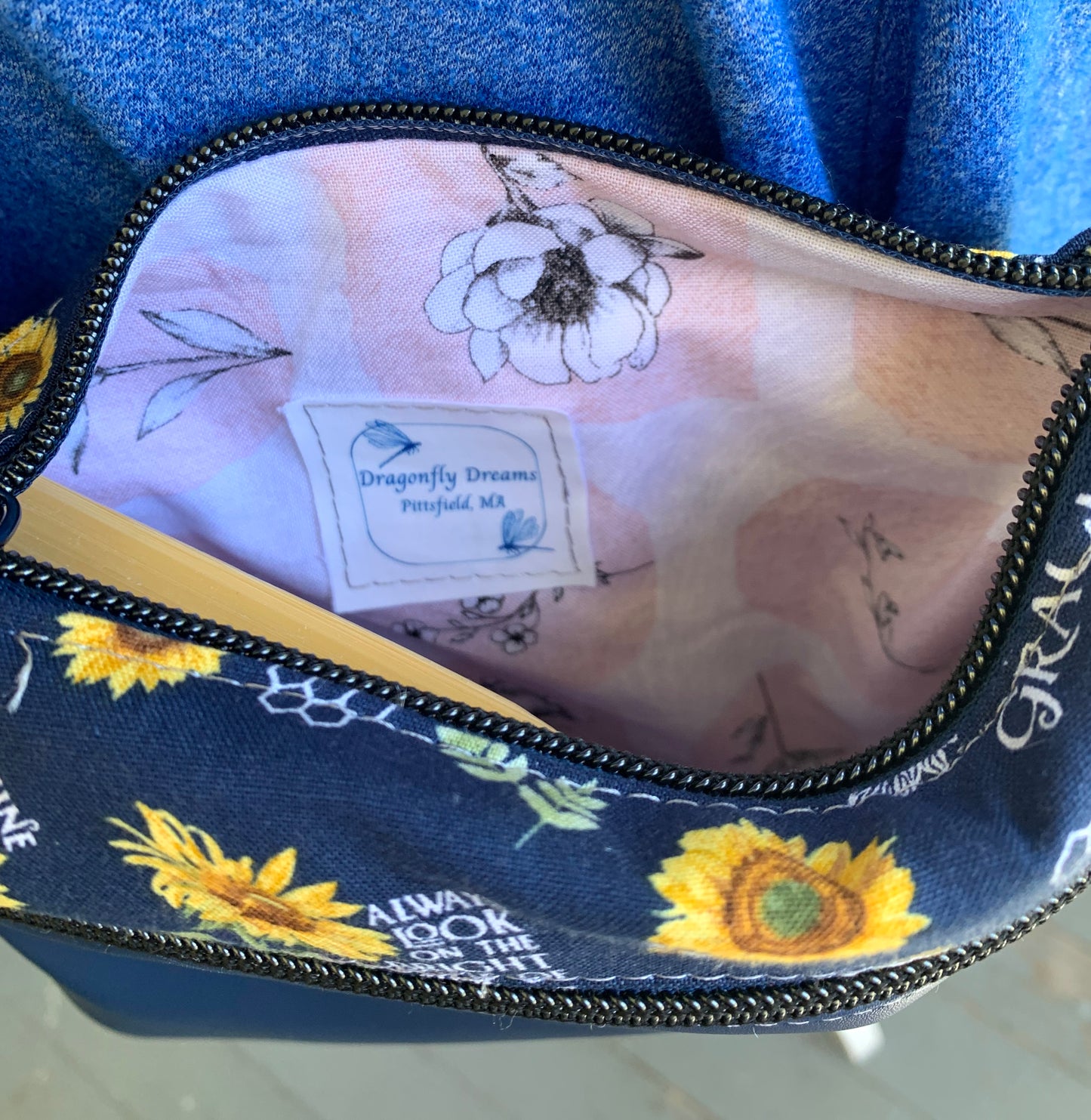 Multi-Zippered Crossbody - Navy Bees