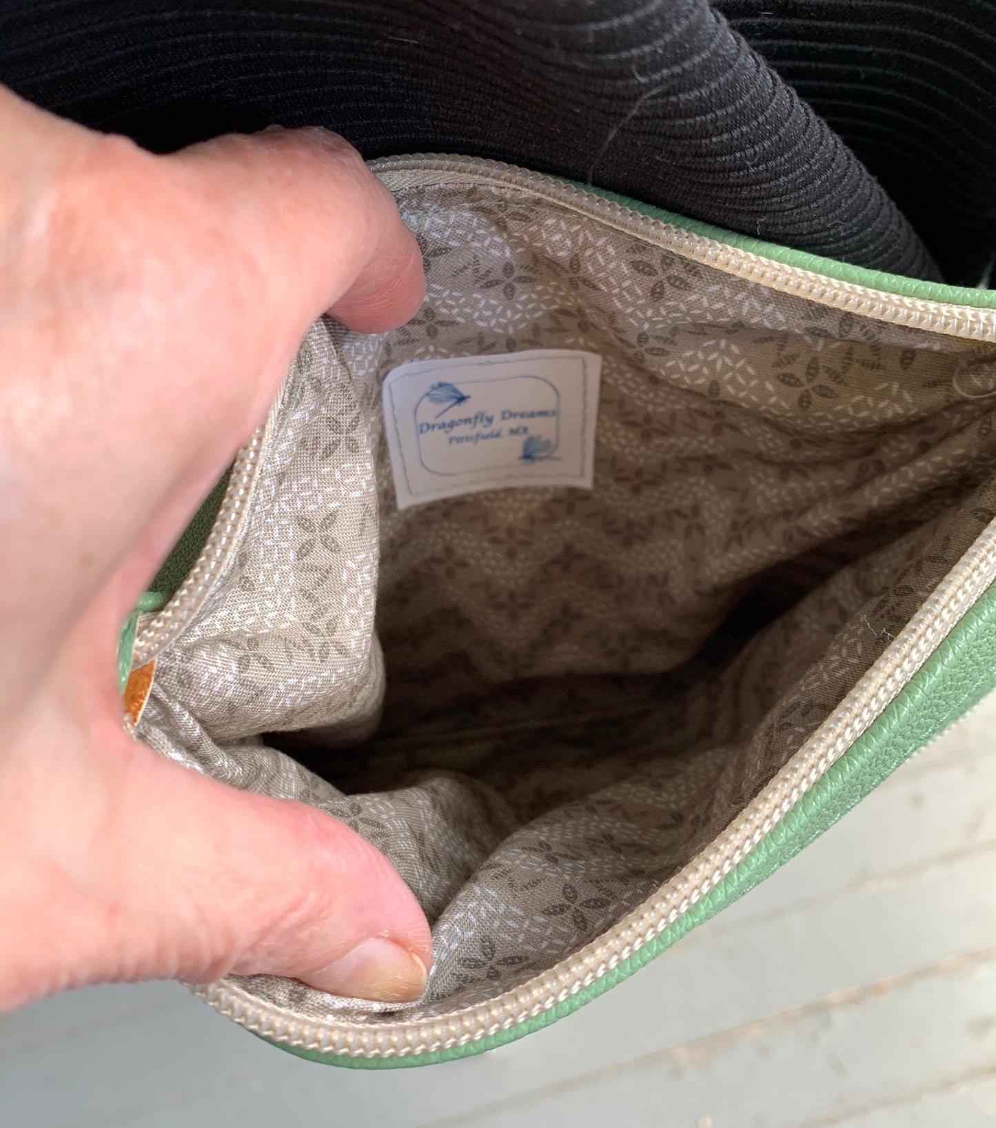 Multi-Zippered Crossbody - Sage Faux Leather