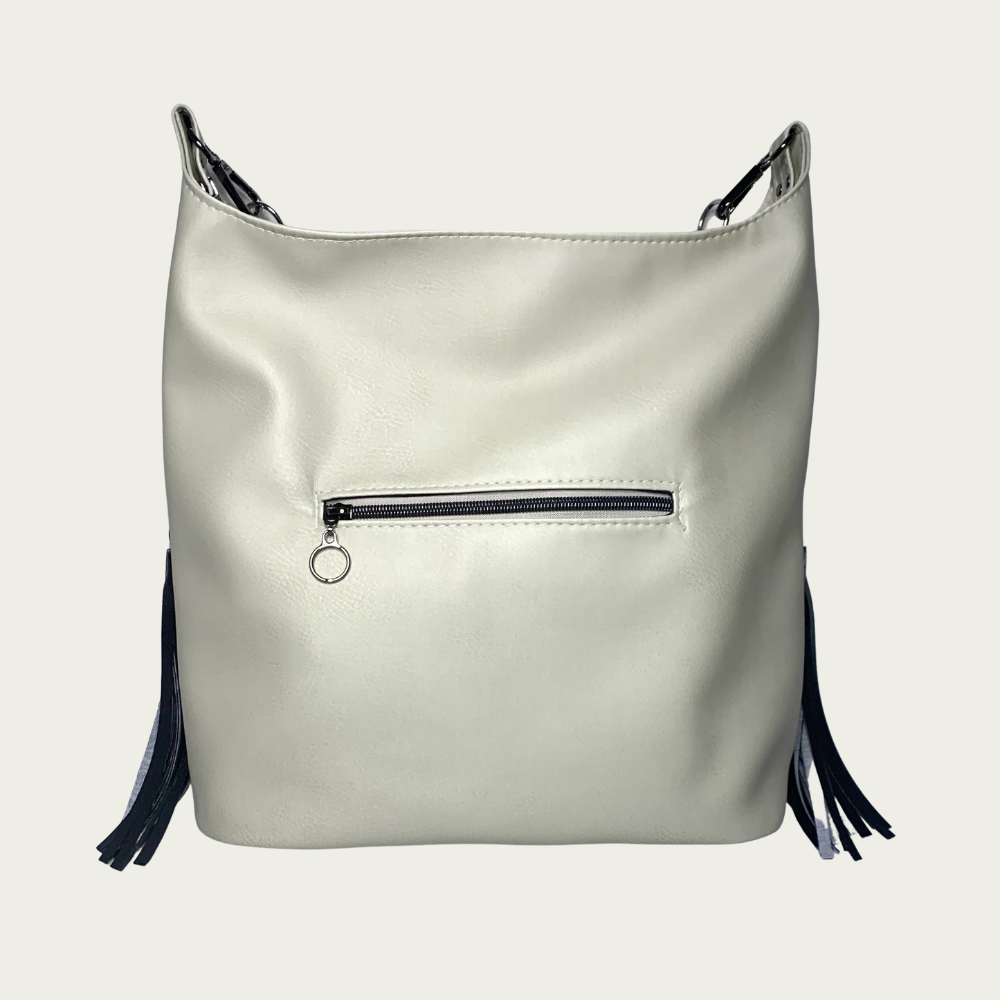 Simplistic Slouch Shoulder Bag - Beige and Black