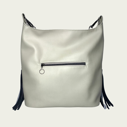 Simplistic Slouch Shoulder Bag - Beige and Black