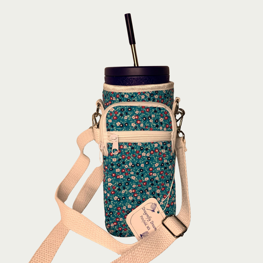 Tumbler / Phone Carrier - Turquoise Floral