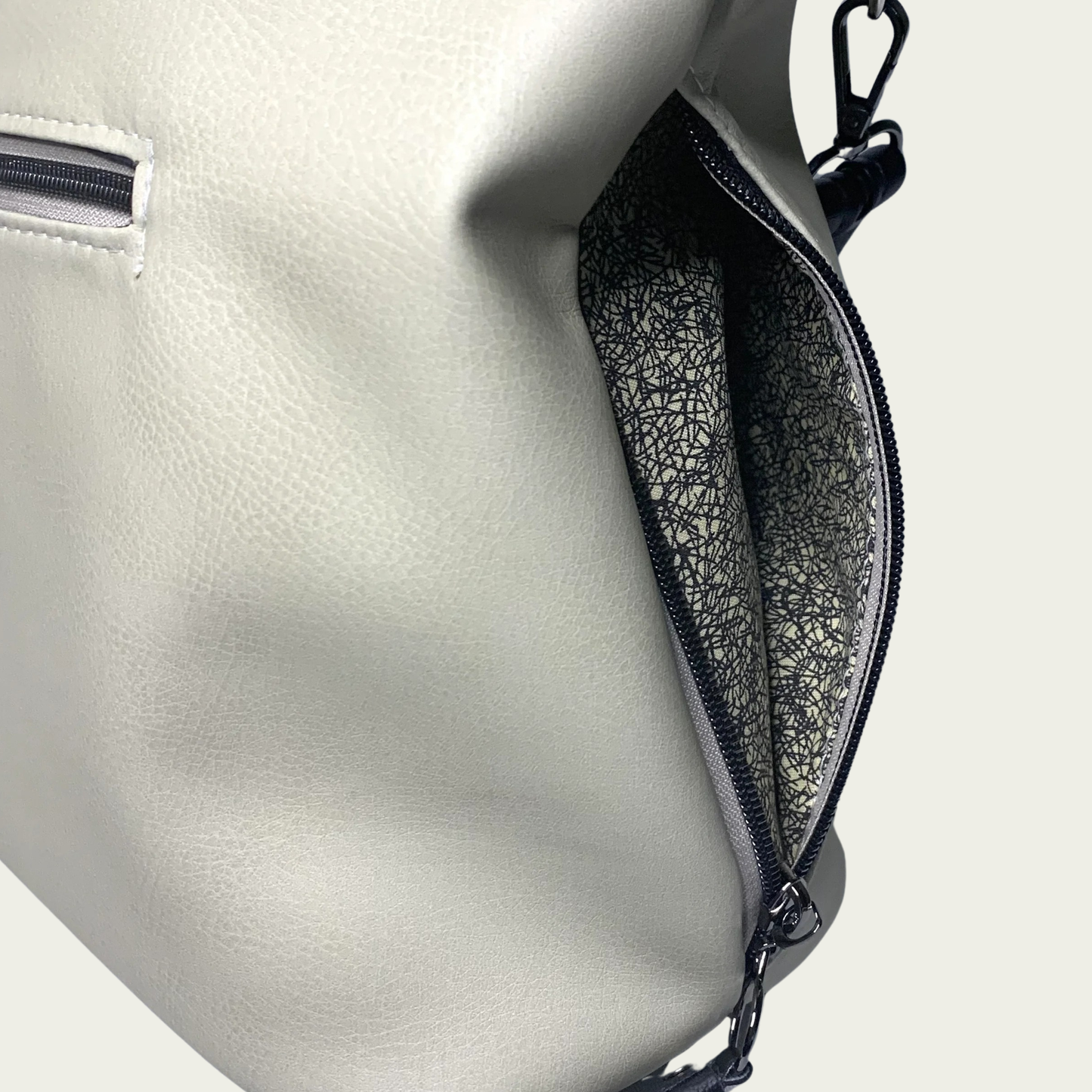 Simplistic Slouch Shoulder Bag - Beige and Black