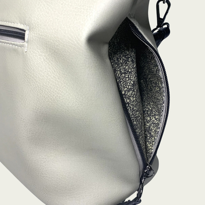 Simplistic Slouch Shoulder Bag - Beige and Black