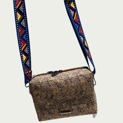 Lisa Boxy Crossbody - Faux Snakeskin Cork