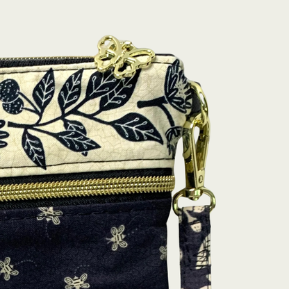 Multi-Zippered Crossbody - Flowers and Bees