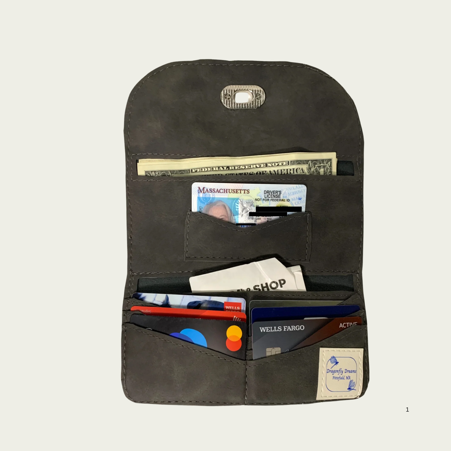Lucky Penny Wallet in Gray Faux Suede