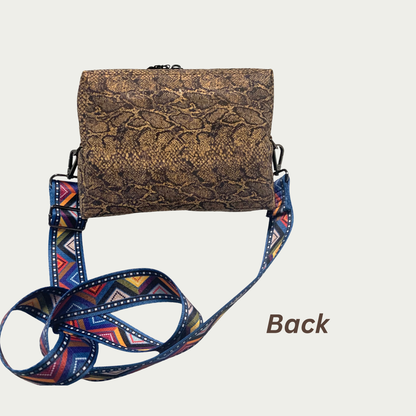 Lisa Boxy Crossbody - Faux Snakeskin Cork
