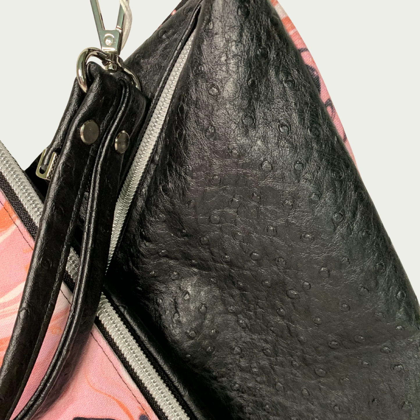 Triangular Shoulder Bag - Pink and Black Swirls