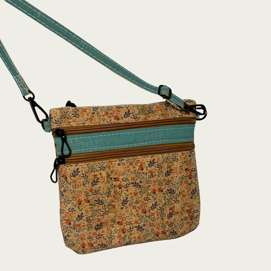 Zippy Crossbody - Turquoise Meadow Cork