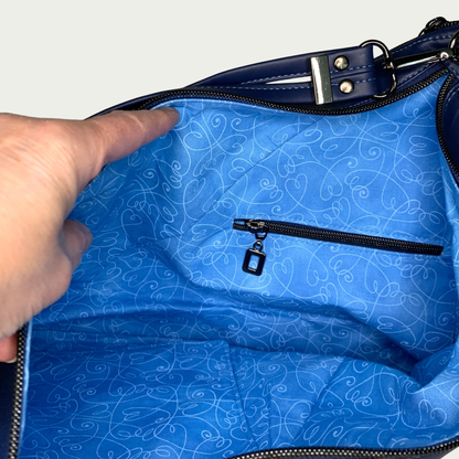 Triangular Shoulder Bag - Navy Geometric