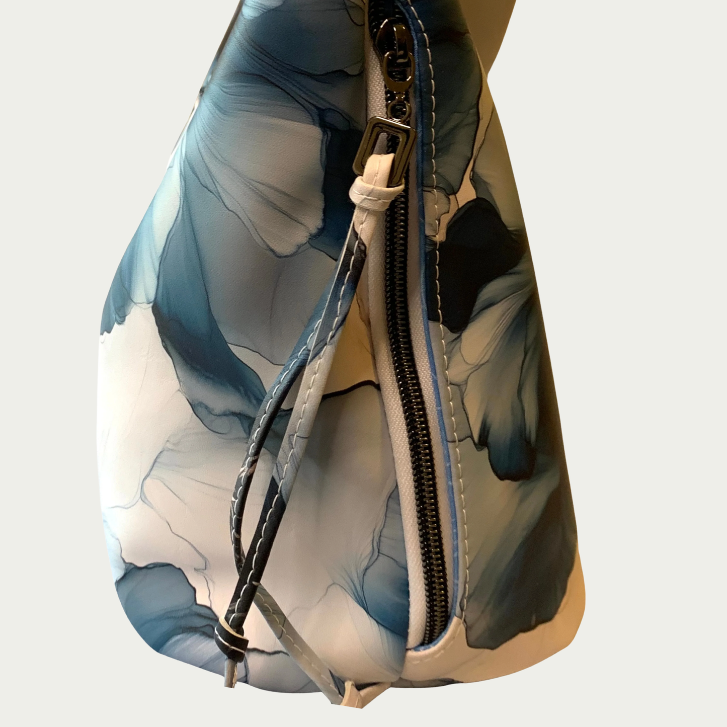 Simplistic Slouch Shoulder Bag - Sapphire Blue Flowers