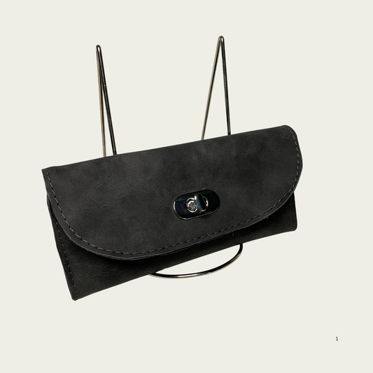 Lucky Penny Wallet in Gray Faux Suede