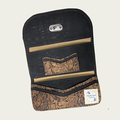 Lucky Penny Wallet in Faux Snakeskin Cork