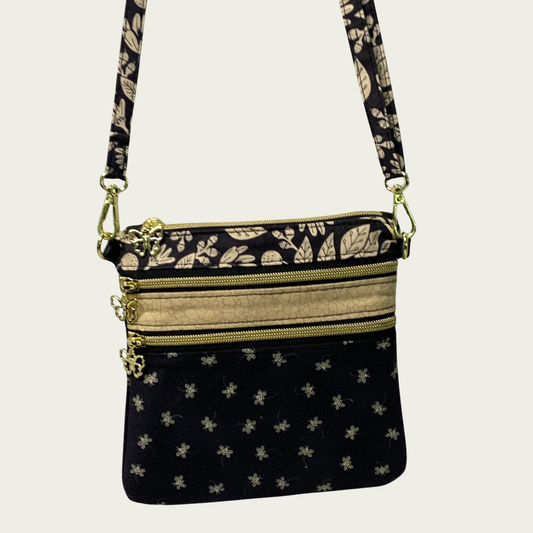 Multi-Zippered Crossbody - Flowers and Bees