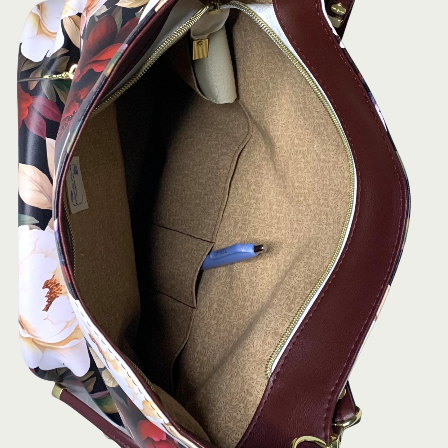 Simplistic Slouch Shoulder Bag - Peonies in Bloom