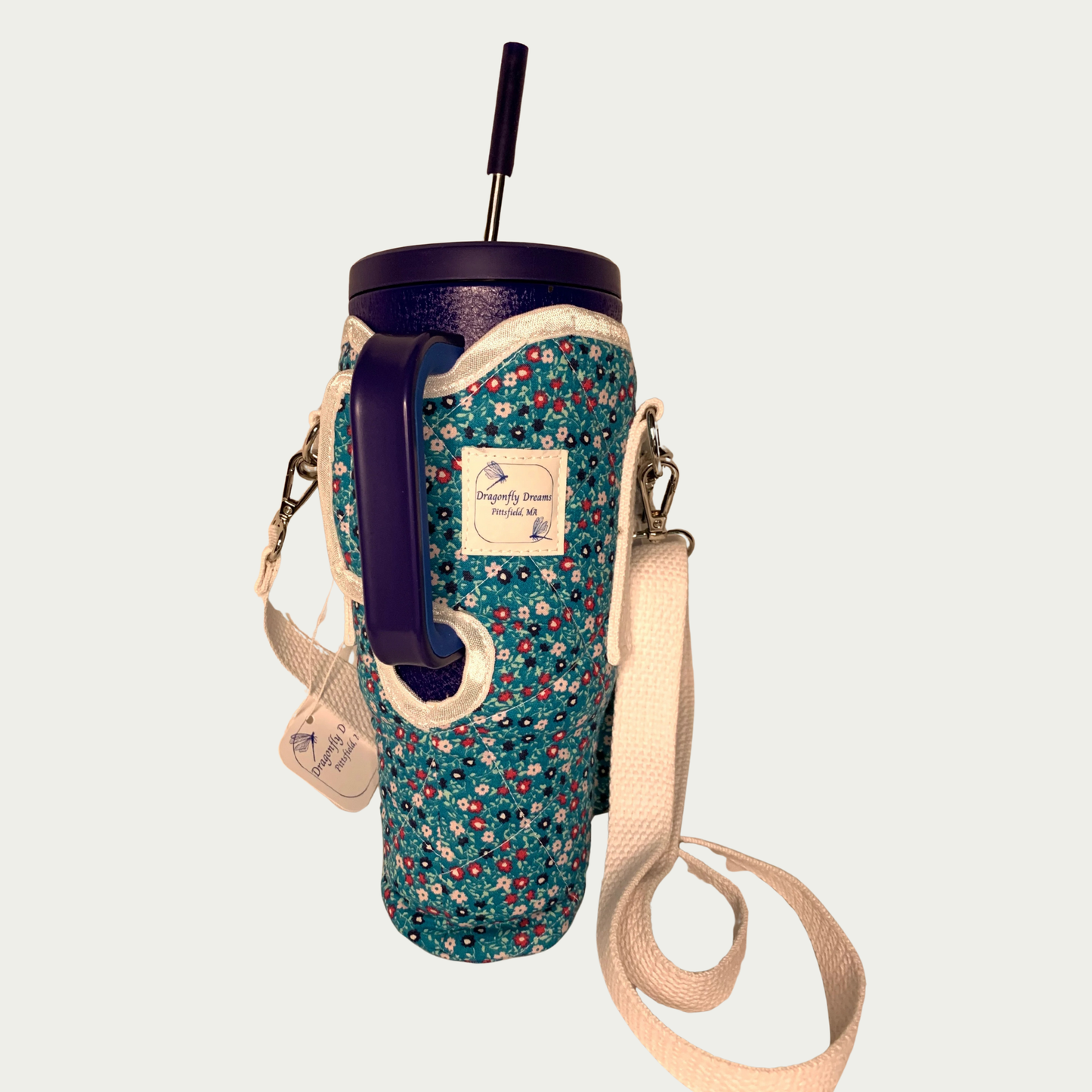 Tumbler / Phone Carrier - Turquoise Floral