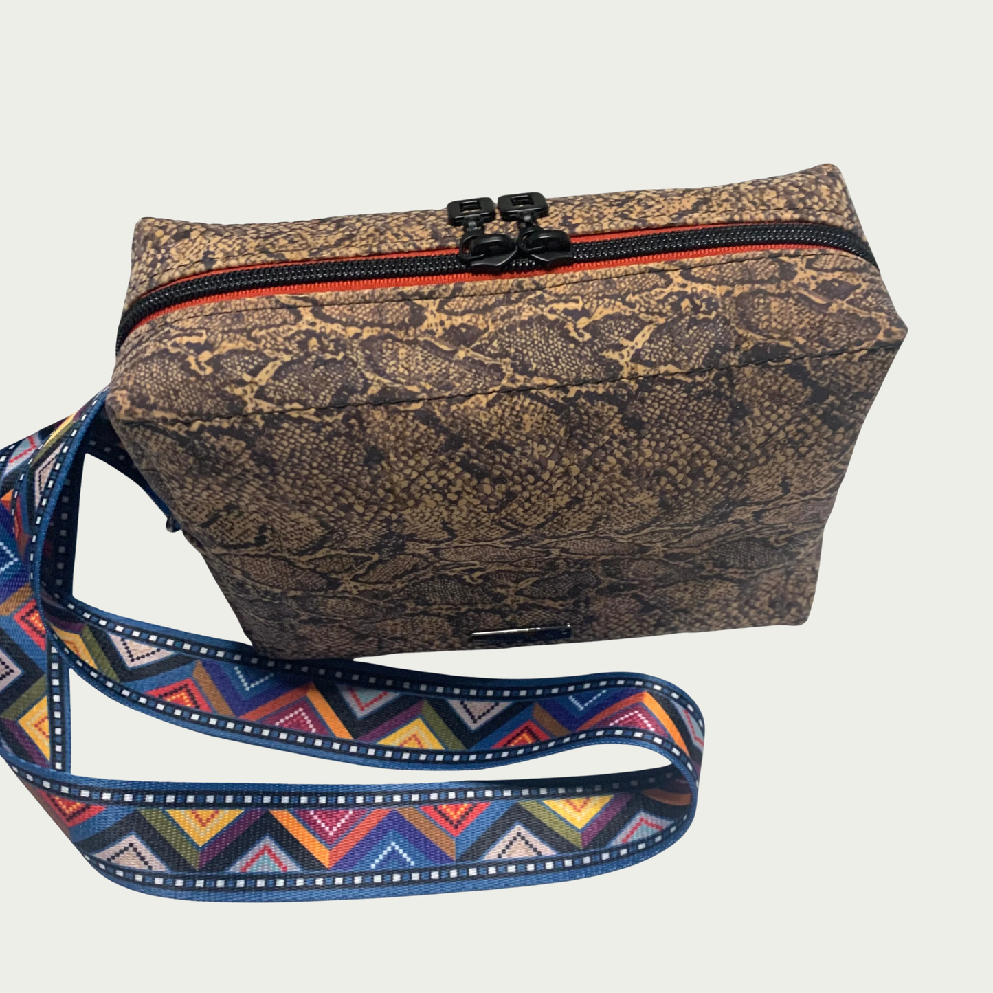 Lisa Boxy Crossbody - Faux Snakeskin Cork