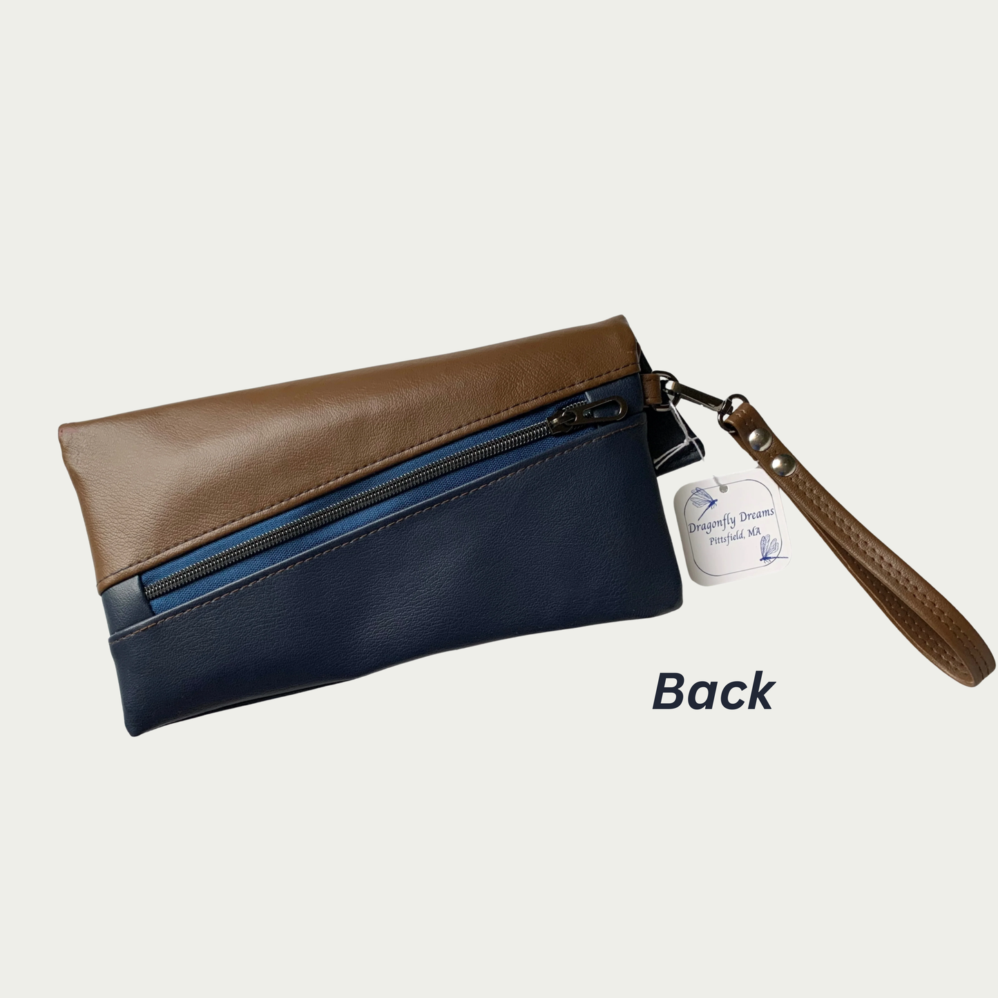 Lapel Clutch - Two-Toned Navy and Brown