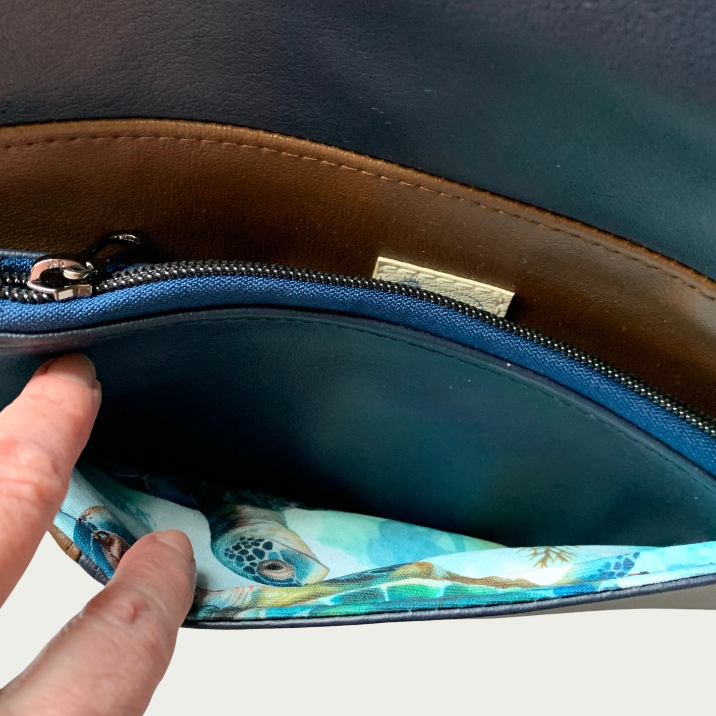 Lapel Clutch - Two-Toned Navy and Brown