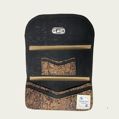 Lucky Penny Wallet in Faux Snakeskin Cork