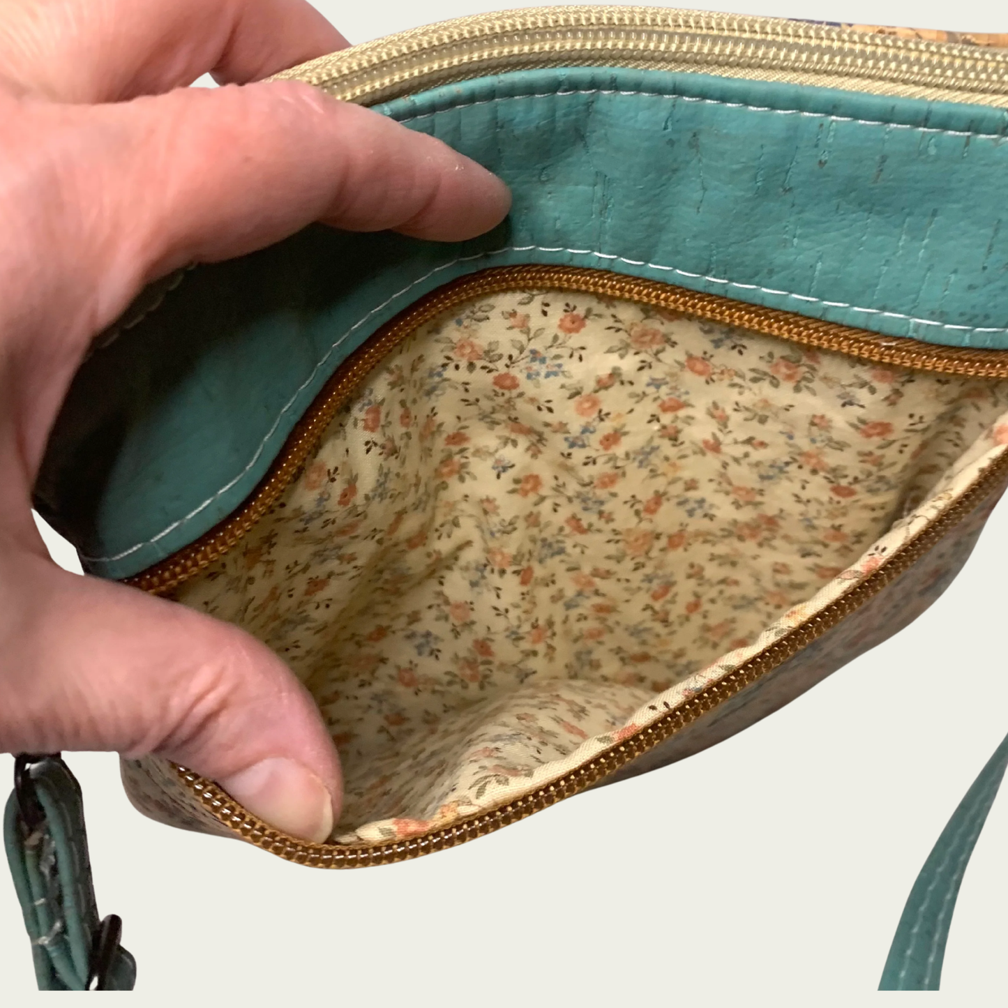 Zippy Crossbody - Turquoise Meadow Cork