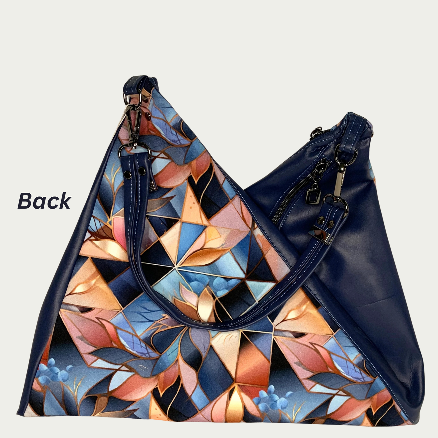Triangular Shoulder Bag - Navy Geometric