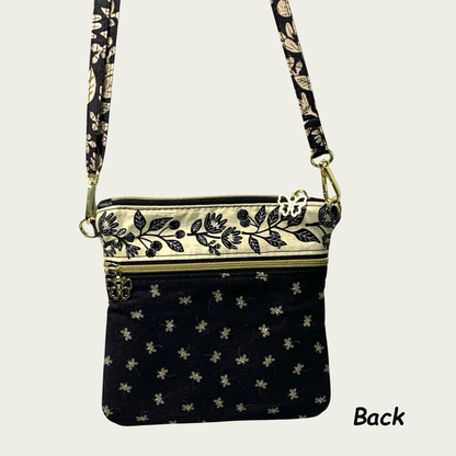 Multi-Zippered Crossbody - Flowers and Bees