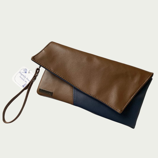 Lapel Clutch - Two-Toned Navy and Brown