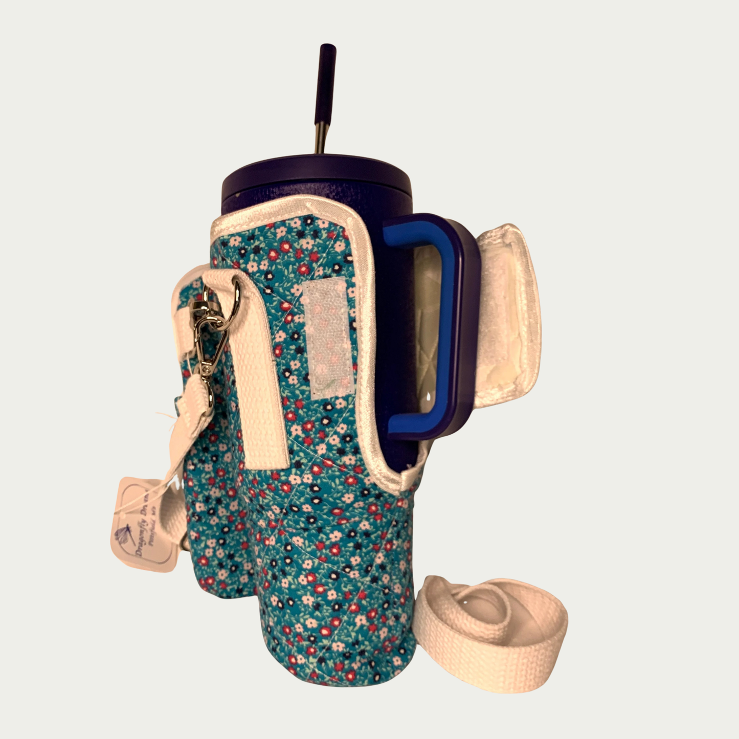 Tumbler / Phone Carrier - Turquoise Floral