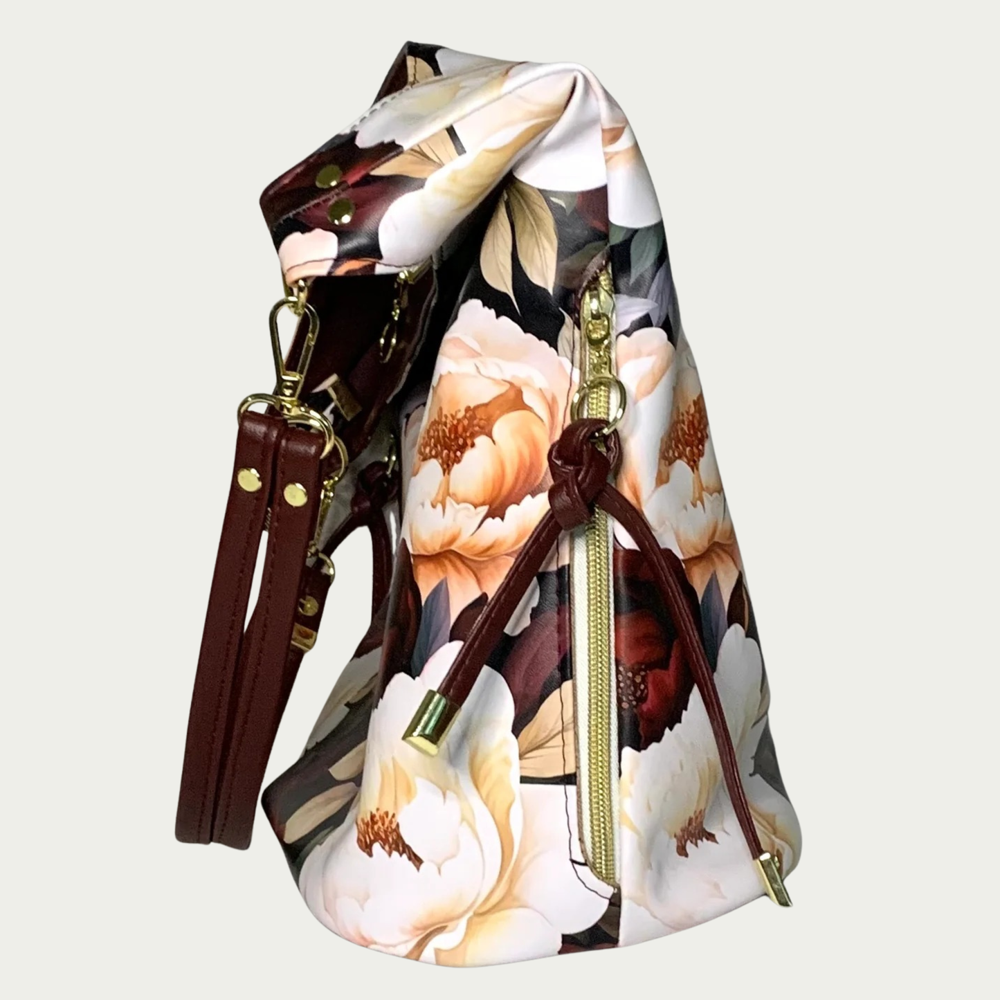 Simplistic Slouch Shoulder Bag - Peonies in Bloom