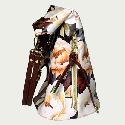 Simplistic Slouch Shoulder Bag - Peonies in Bloom