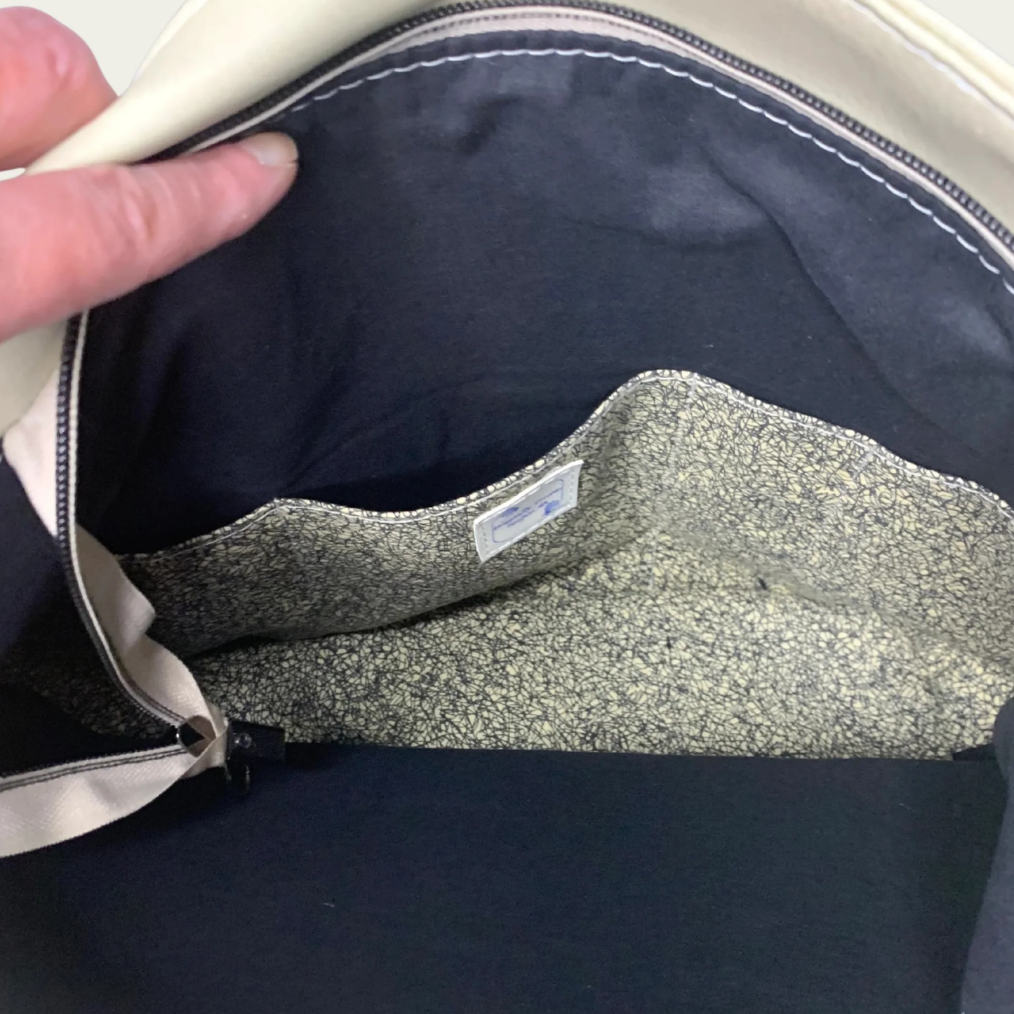 Simplistic Slouch Shoulder Bag - Beige and Black