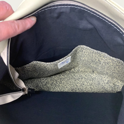 Simplistic Slouch Shoulder Bag - Beige and Black