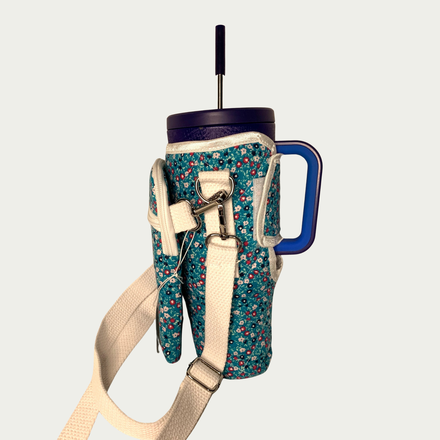 Tumbler / Phone Carrier - Turquoise Floral