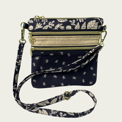 Multi-Zippered Crossbody - Flowers and Bees