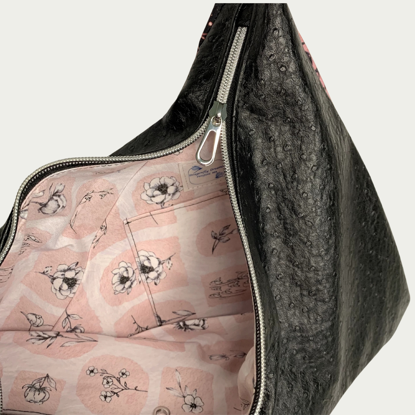 Triangular Shoulder Bag - Pink and Black Swirls