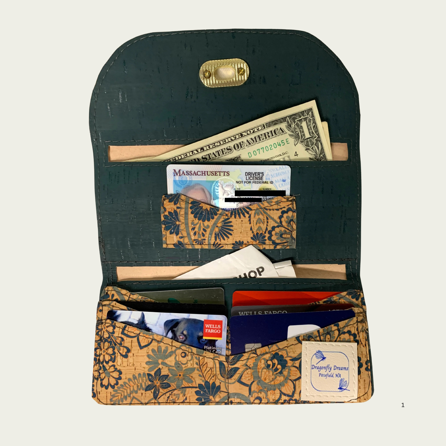 Lucky Penny Wallet in Jasper and Floral Cork