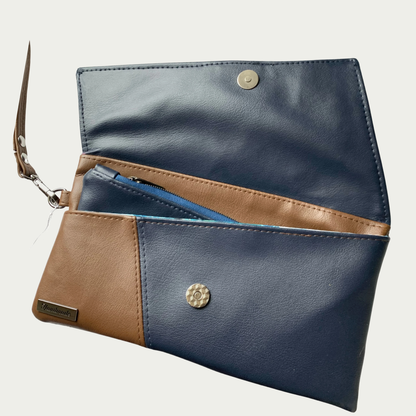 Lapel Clutch - Two-Toned Navy and Brown