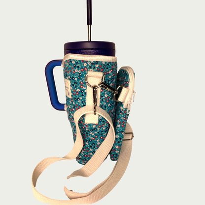 Tumbler / Phone Carrier - Turquoise Floral