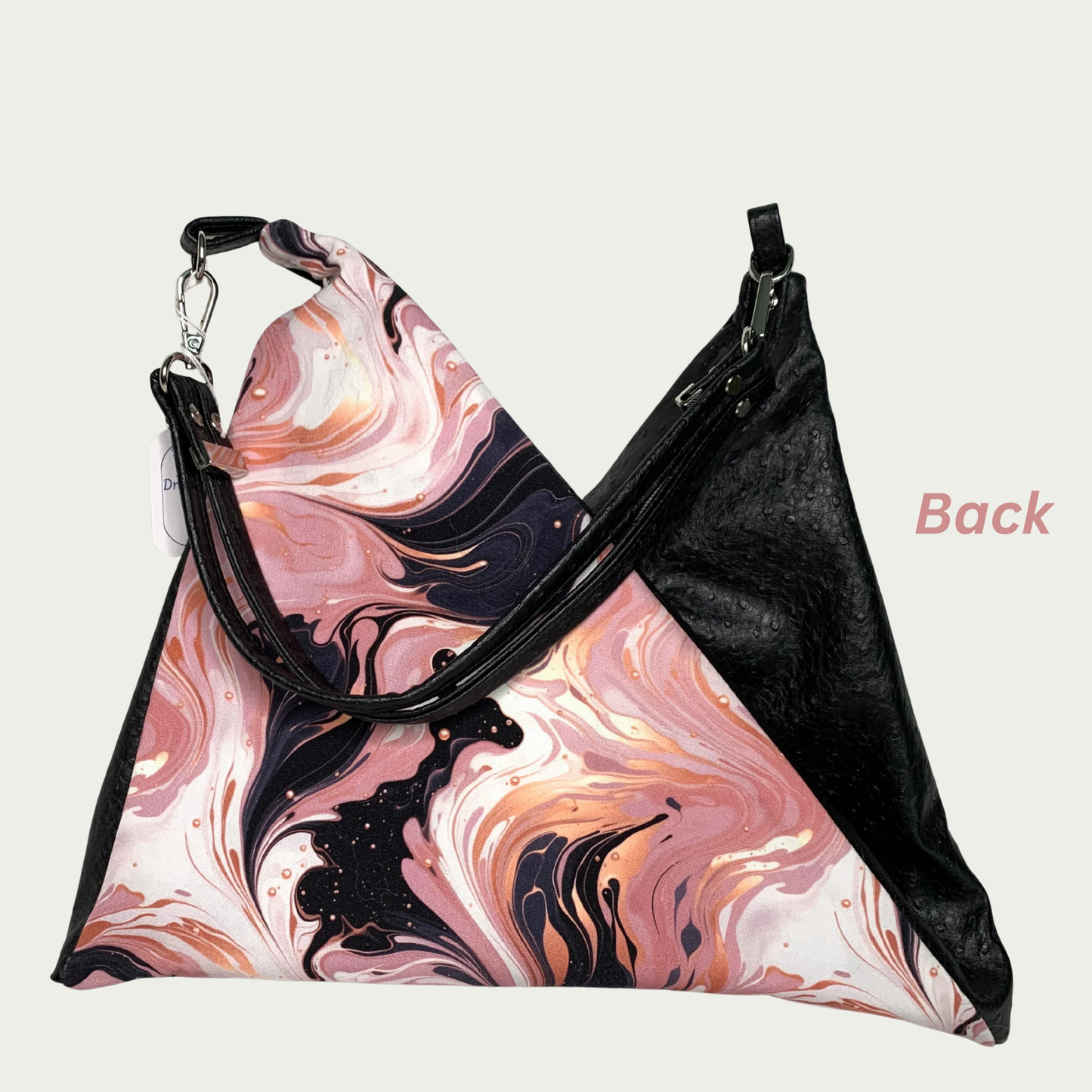 Triangular Shoulder Bag - Pink and Black Swirls