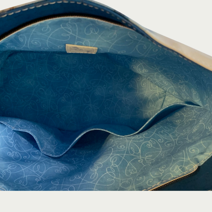 Simplistic Slouch Shoulder Bag - Sapphire Blue Flowers