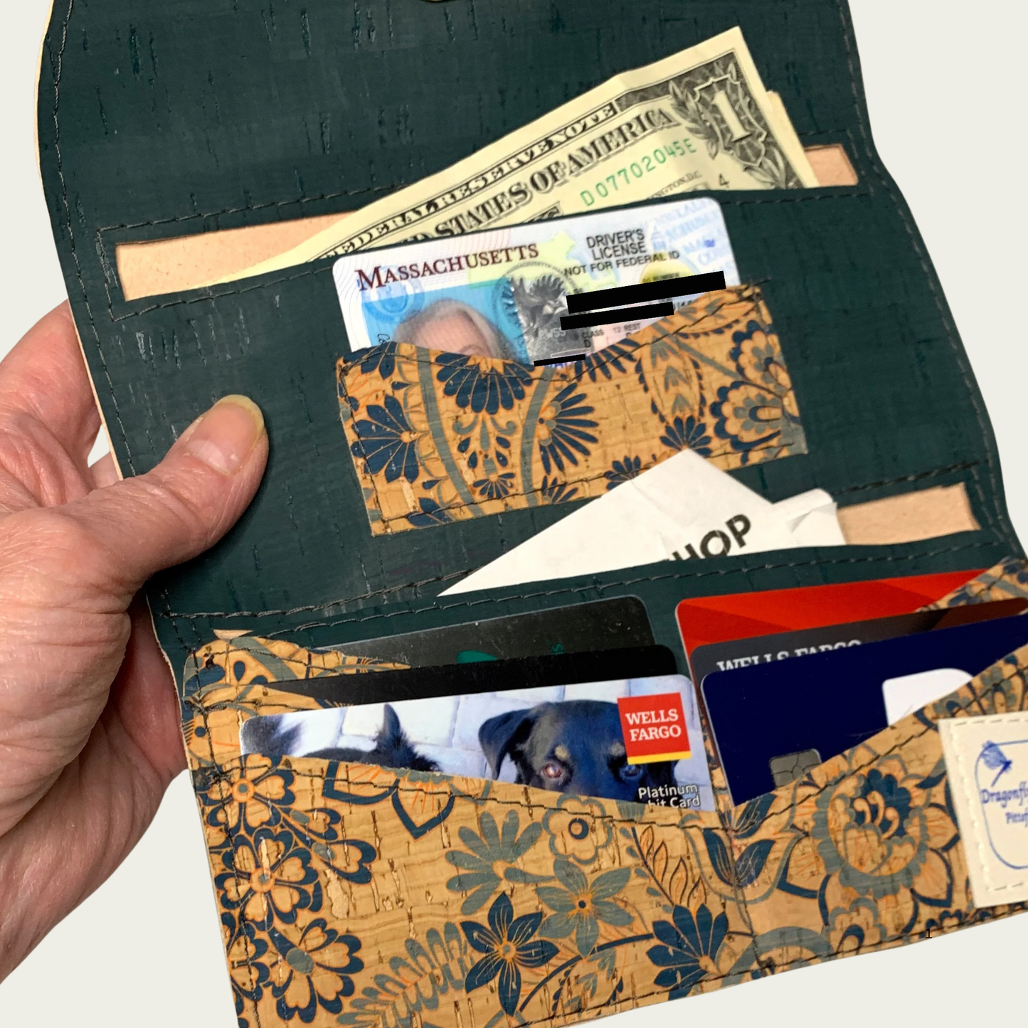 Lucky Penny Wallet in Jasper and Floral Cork